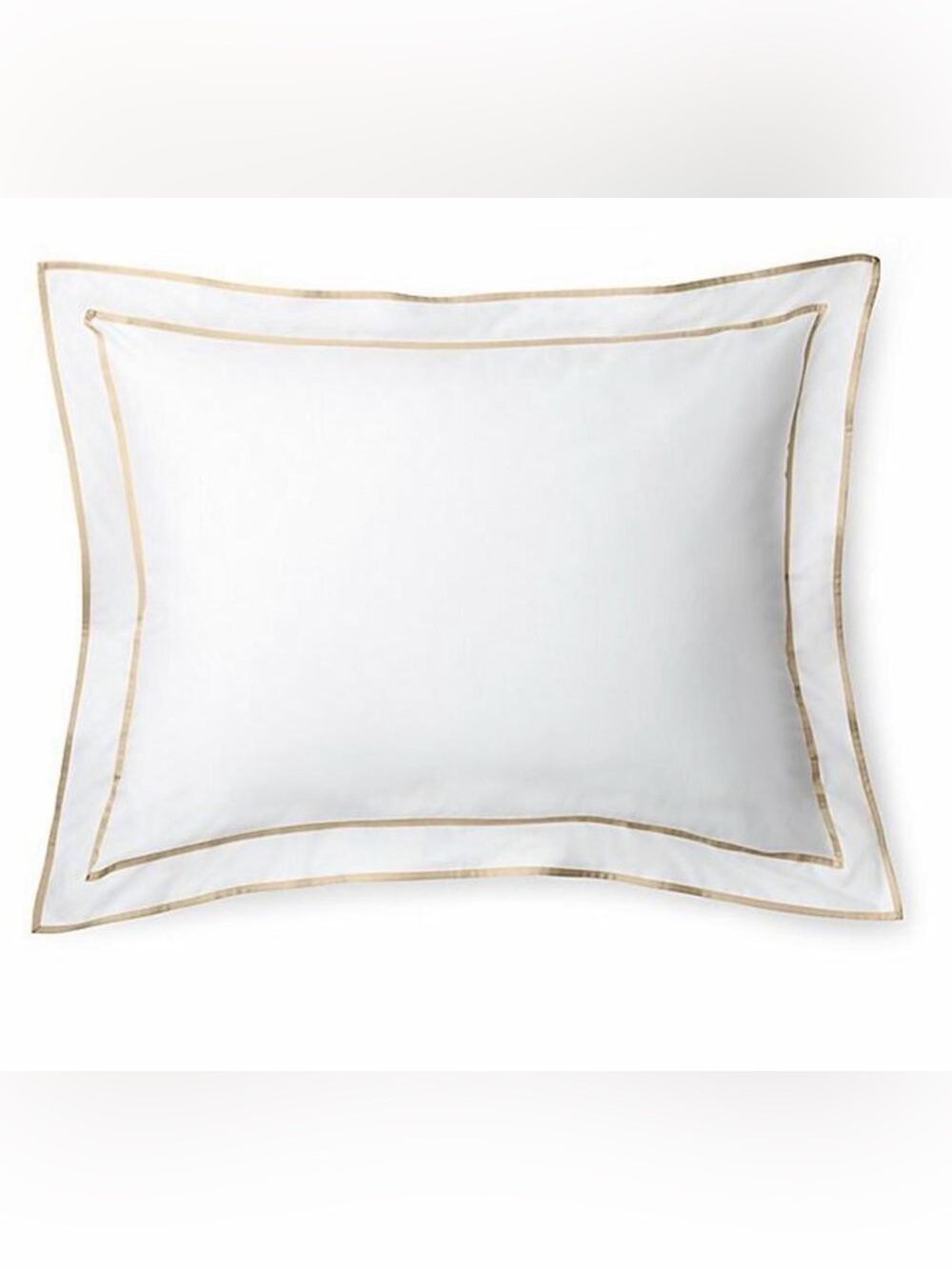 Lauren Ralph Lauren One Standard Sham Spencer Sateen Border White/Wheat NEW
